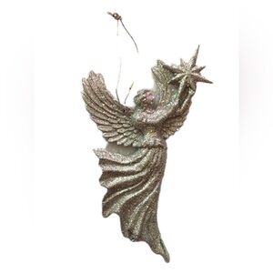 Silver Glitter Angel Ornament